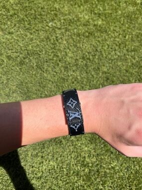 Louis Vuitton Black Monogram Canvas Bracelet with Silver Hardware